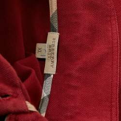 Pre Owned Burberry Brit Red Logo Embroidered Cotton Pique Polo T-Shirt XL