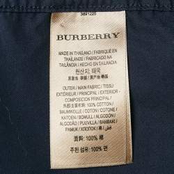 Burberry Brit Navy Blue Tartan Checks Cotton Button Down Shirt S