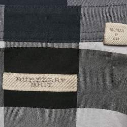 Burberry Brit Navy Blue Tartan Checks Cotton Button Down Shirt S