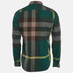 Pre Owned Burberry Brit Multicolor/Green Nova Check Herringbone Cotton Shirt S