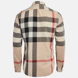 Pre Owned Burberry Brit Beige Vintage Check Cotton Shirt S