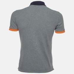 Pre Owned Burberry Brit Grey Cotton Contrast Detail Polo T-Shirt M