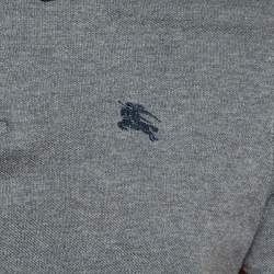 Pre Owned Burberry Brit Grey Cotton Contrast Detail Polo T-Shirt M