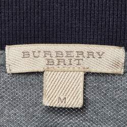 Pre Owned Burberry Brit Grey Cotton Contrast Detail Polo T-Shirt M