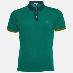 Burberry Brit Green Cotton Contrast Detail Polo T-Shirt M