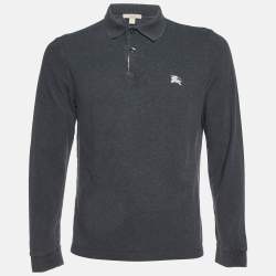 Burberry Brit Grey Cotton Long Sleeve Polo T-Shirt L
