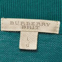 Pre Owned Burberry Brit Green Cotton Long Sleeve Polo T-Shirt L