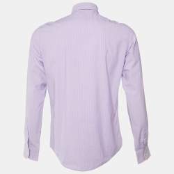 Pre Owned Burberry Brit Lilac Pin Striped Cotton & Linen Long Sleeve Shirt M