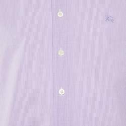 Pre Owned Burberry Brit Lilac Pin Striped Cotton & Linen Long Sleeve Shirt M