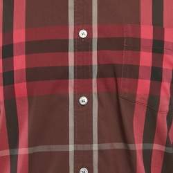 Burberry Brit Pink/Multicolor Tartan Check Cotton Button Front Shirt L