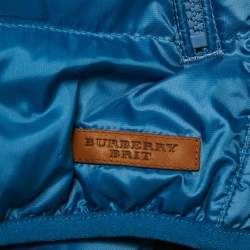 Pre Owned Burberry Brit Blue Synthetic Hooded Down Vest S