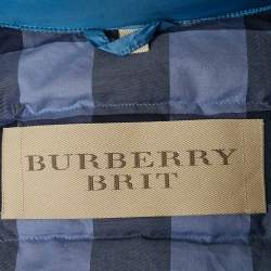 Pre Owned Burberry Brit Blue Synthetic Hooded Down Vest S