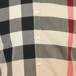 Burberry Brit Beige Tartan Check Cotton Button Front Shirt S
