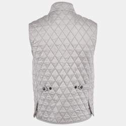 Pre Owned Burberry Brit Grey Quilted Nylon Haymarket Vest S