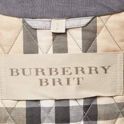 Pre Owned Burberry Brit Grey Quilted Nylon Haymarket Vest S
