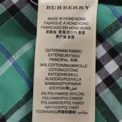 Burberry Brit Green Check Print Cotton Button Front Shirt L