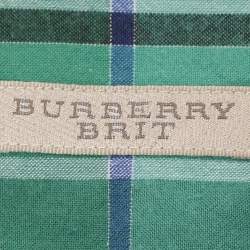 Burberry Brit Green Check Print Cotton Button Front Shirt L