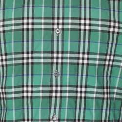 Burberry Brit Green Check Print Cotton Button Front Shirt L