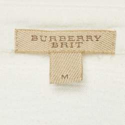 Burberry Brit White Striped Cotton Polo T-Shirt M