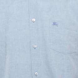 مملوكة مسبقًا Burberry Brit Blue Cotton and Linen Button Down Shirt L