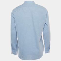 مملوكة مسبقًا Burberry Brit Blue Cotton and Linen Button Down Shirt L
