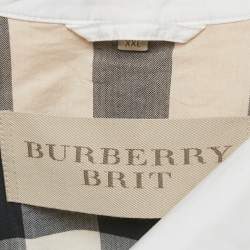 Pre Owned Burberry Brit White Cotton Double Breasted Trench Coat XXL