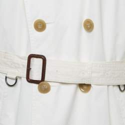 Pre Owned Burberry Brit White Cotton Double Breasted Trench Coat XXL