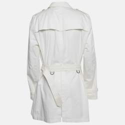 Pre Owned Burberry Brit White Cotton Double Breasted Trench Coat XXL