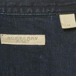 Pre Owned Burberry Brit Dark Blue Denim Button Front Shirt M