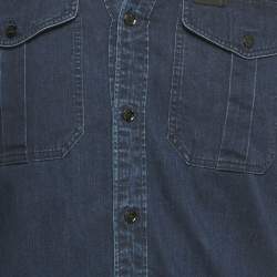 Pre Owned Burberry Brit Dark Blue Denim Button Front Shirt M