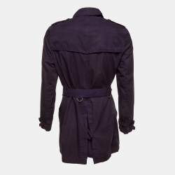 Pre Owned Burberry Brit Purple Cotton Double Breasted Trench Coat M