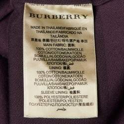 Pre Owned Burberry Brit Purple Cotton Double Breasted Trench Coat M