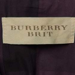 Pre Owned Burberry Brit Purple Cotton Double Breasted Trench Coat M
