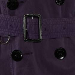 Pre Owned Burberry Brit Purple Cotton Double Breasted Trench Coat M