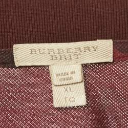 Pre Owned Burberry Brit Burgundy Printed Cotton Pique Polo T-Shirt XL