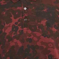 Pre Owned Burberry Brit Burgundy Printed Cotton Pique Polo T-Shirt XL