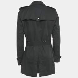 Pre Owned Burberry Brit Black Cotton Mid Length Trench Coat M 