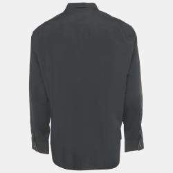 Pre Owned Burberry Brit Black Logo Embroidered Cotton Shirt XXL
