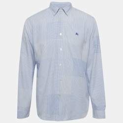 Pre Owned Burberry Brit Blue Checkered Cotton Full Sleeve Shirt XL 