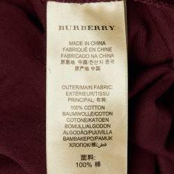 Pre Owned Burberry Brit Maroon Cotton Crew Neck T-Shirt L