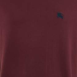 Pre Owned Burberry Brit Maroon Cotton Crew Neck T-Shirt L