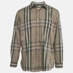 Pre Owned Burberry Brit Brown Checks Cotton Long Sleeve Shirt XXL