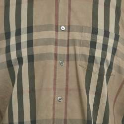 Pre Owned Burberry Brit Brown Checks Cotton Long Sleeve Shirt XXL