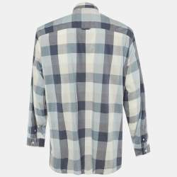 Pre Owned Burberry Brit Blue /Grey Checkered Cotton Shirt XXXL