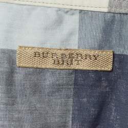 Pre Owned Burberry Brit Blue /Grey Checkered Cotton Shirt XXXL