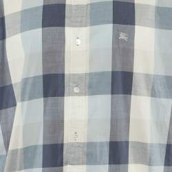 Pre Owned Burberry Brit Blue /Grey Checkered Cotton Shirt XXXL