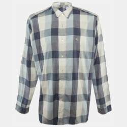 Pre Owned Burberry Brit Blue /Grey Checkered Cotton Shirt XXXL