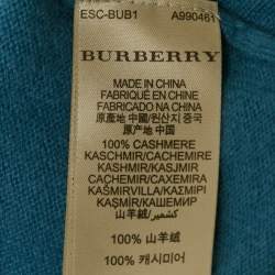 Pre Owned كنزة بربري بريت كاشمير زرقاء برقبة على شكل V مقاس صغير