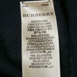 Pre Owned \سويد شيرت بربري بريت قطن أزرق كحلي بنقشة مربعات مقاس متوسط\