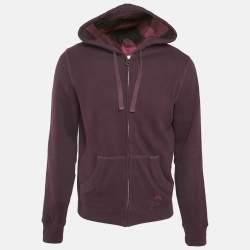 Pre Owned Burberry Brit Purple Cotton Knit Zip-Up Jacket M
